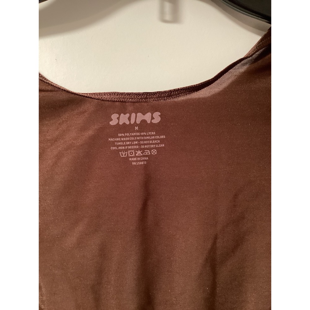 SKIMS Summer Mesh Shrug Cocoa Brown Sheer Long Sleeve Cropped Bolero Top Medium - Picture 2 of 4
